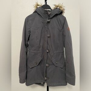 Hollister Women’s Faux Fur Hood Sherpa Lined Heritage Parka Jacket XS Y2K Winter